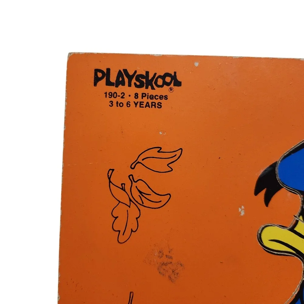 Vintage Playskool Donald‎ Duck Wood Tray Puzzle 8 Piece Disney 190-2 Orange